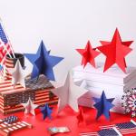 Sinload 45 Pcs 4th of July Decorations Red Silver White Blue Star Table Decor for Independence Day Patriotic Fourth of July Party Favors Memorial Day Centerpieces Decor