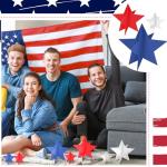 Sinload 45 Pcs 4th of July Decorations Red Silver White Blue Star Table Decor for Independence Day Patriotic Fourth of July Party Favors Memorial Day Centerpieces Decor