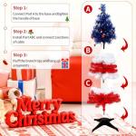 Vertintong 36" Patriotic Christmas Tree Artificial Red Blue and White USA American Flag Tinsel Small Christmas Tree Decorations with Star Ornaments for Holiday Indoor Outdoor Home Desktop