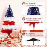 Vertintong 36" Patriotic Christmas Tree Artificial Red Blue and White USA American Flag Tinsel Small Christmas Tree Decorations with Star Ornaments for Holiday Indoor Outdoor Home Desktop