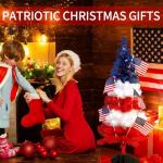 Vertintong 36" Patriotic Christmas Tree Artificial Red Blue and White USA American Flag Tinsel Small Christmas Tree Decorations with Star Ornaments for Holiday Indoor Outdoor Home Desktop