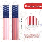 71 x 12 Inches American Flag Door Banners for 4th of July, Patriotic Red White and Blue Hanging Porch Signs with Stars Stripes for Independence Day, Memorial Day, Veterans Day, Front Door Decorations