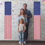 71 x 12 Inches American Flag Door Banners for 4th of July, Patriotic Red White and Blue Hanging Porch Signs with Stars Stripes for Independence Day, Memorial Day, Veterans Day, Front Door Decorations