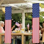 71 x 12 Inches American Flag Door Banners for 4th of July, Patriotic Red White and Blue Hanging Porch Signs with Stars Stripes for Independence Day, Memorial Day, Veterans Day, Front Door Decorations
