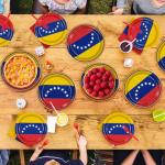96 Pcs Venezuela Flag Party Decorations Disposable Venezuelan Flag Paper Plates and Napkins Venezuela National Tableware Set for Country Decoration Patriotic Festival Party Supplies, Serves 24