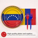 96 Pcs Venezuela Flag Party Decorations Disposable Venezuelan Flag Paper Plates and Napkins Venezuela National Tableware Set for Country Decoration Patriotic Festival Party Supplies, Serves 24