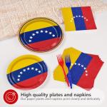 96 Pcs Venezuela Flag Party Decorations Disposable Venezuelan Flag Paper Plates and Napkins Venezuela National Tableware Set for Country Decoration Patriotic Festival Party Supplies, Serves 24