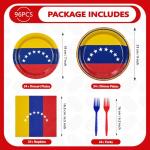 96 Pcs Venezuela Flag Party Decorations Disposable Venezuelan Flag Paper Plates and Napkins Venezuela National Tableware Set for Country Decoration Patriotic Festival Party Supplies, Serves 24
