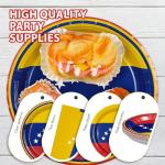96 Pcs Venezuela Flag Party Decorations Disposable Venezuelan Flag Paper Plates and Napkins Venezuela National Tableware Set for Country Decoration Patriotic Festival Party Supplies, Serves 24
