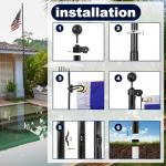 IIOPE 16FT Heavy Duty Flag Pole for Outside House – 13-Gauge Extra-Thick Aluminum Flagpole, Complete Set with USA Flag & All Hardware to Fly Two Flags – Great for Patriotic Displays & Gift Giving