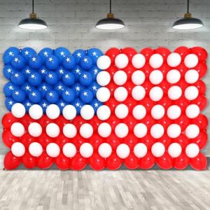 288Pcs 4th of July Balloons with Star Stickers American Flag Decorations Patriotic Independence Day Red White and Blue Latex Balloon Set Welcome to USA Labor Day Memorial Day Party Decor Supplies