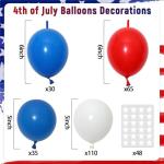 288Pcs 4th of July Balloons with Star Stickers American Flag Decorations Patriotic Independence Day Red White and Blue Latex Balloon Set Welcome to USA Labor Day Memorial Day Party Decor Supplies