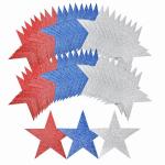 108 Pcs 6 Inch Patriotic Stars Cutouts 4th of July Cardboard Stars Cut-Outs Decorations for Independence Day Memorial Day Graduation Wall Decor Craft Supplies (Red, Blue, Silver)