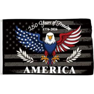 Probsin 250 Anniversary Flag 3x5 Ft America Eagle 250 Years of Freedom 1776-2026 Patriotic Yard Signs Party Supplies Hanging Decor for Room House Welcome Photo Backdrop with Brass Grommets