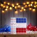 1200 Pcs 6mm Plastic Beads Patriotic Pearl Beads Small Round 4th of July Independence Day Jewelry Making for Necklace Bracelets Earrings (Red White Blue)