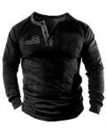 Mens Vintage Henley Shirts Relaxed Fit Patriotic Shirts Long Sleeve Button Down Washed T-Shirts