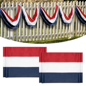 2 Pack American Bunting Flags 2x20 Ft Red,White & Blue Stripe Flags Outside Banners Decorations Outdoor Home Garden Porch USA Patriotic Flag for Garage,Competition,Anniversaries Decoration.