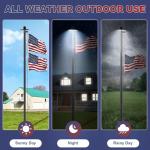 Panopole 11 Gauge Heavy Duty Flag Pole Kit with 136 LED Ultra Bright Solar Light, 2.3 mm Thick Flagpole 20FT for Outside House in Ground, 300D Thickened USA Flag, 120 MPH Flagpole Kit, Black