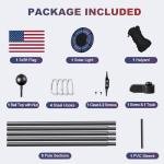 Panopole 11 Gauge Heavy Duty Flag Pole Kit with 136 LED Ultra Bright Solar Light, 2.3 mm Thick Flagpole 20FT for Outside House in Ground, 300D Thickened USA Flag, 120 MPH Flagpole Kit, Black