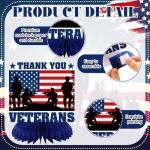 Weekgrat 12 Pcs Happy Veterans Day Table Decorations Veterans Day Honeycomb Centerpieces for Tables Patriotic Army Deployment Party Supplies 3D Double Sided Military Honeycomb Table Topper