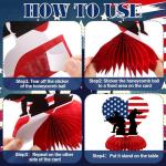 Weekgrat 12 Pcs Happy Veterans Day Table Decorations Veterans Day Honeycomb Centerpieces for Tables Patriotic Army Deployment Party Supplies 3D Double Sided Military Honeycomb Table Topper