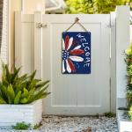 Patriotic 4th of July Garden Sing for Outside Decor, Memorial Day Floral Welcome Daisy Yard Outdoor Decoration 12"x 8"