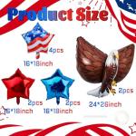 Lukinuo Patriotic Eagle Balloon 12 pcs Red White and Blue Star Foil Balloons Decorations 4th of July Balloons American Flag Balloon Decor for Veterans Day Independence Day Memorial Day Party Supplies