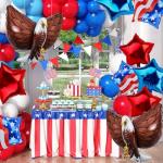 Lukinuo Patriotic Eagle Balloon 12 pcs Red White and Blue Star Foil Balloons Decorations 4th of July Balloons American Flag Balloon Decor for Veterans Day Independence Day Memorial Day Party Supplies