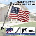 American Flag with Pole for House Outside, Including 5Ft Heavy Duty Flag Aluminum Poles Kit and 100% Polyester 3x5 ft US Flag, No Tangle Spinning Pole and Multi-Position Flag Pole Bracket