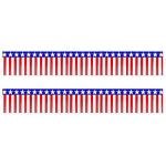 Patriotic Party Garland - 2 Rolls 16.4FT Red White Blue Foil Fringe Streamers, 12" Wide Shiny Tinsel Banner for 4th of July, Memorial Day, Independence Day Decor, Indoor Outdoor Holiday Party Backdrop