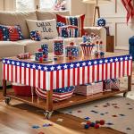 Patriotic Party Garland - 2 Rolls 16.4FT Red White Blue Foil Fringe Streamers, 12" Wide Shiny Tinsel Banner for 4th of July, Memorial Day, Independence Day Decor, Indoor Outdoor Holiday Party Backdrop