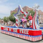 Patriotic Party Garland - 2 Rolls 16.4FT Red White Blue Foil Fringe Streamers, 12" Wide Shiny Tinsel Banner for 4th of July, Memorial Day, Independence Day Decor, Indoor Outdoor Holiday Party Backdrop