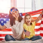 Whaline 4th of July Accessories Kit Party Decoration Patriotic American Flag Headband Hair Band Hair Scrunchies Earrings Temporary Tattoos Independence Day Gift Set for Women Girls 15pcs