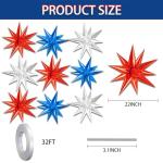 9Pcs 22In Red White and Blue Balloons,Independence Day American Explosion Spike Cone Stars Fireworks Foil Balloon Decorations 4th of July USA Patriotic Birthday Party Supplies for Memorial Day
