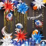 9Pcs 22In Red White and Blue Balloons,Independence Day American Explosion Spike Cone Stars Fireworks Foil Balloon Decorations 4th of July USA Patriotic Birthday Party Supplies for Memorial Day