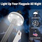 ZMTECH 6FT Flag Pole with Solar Light - 180° Adjustable Bracket, Stainless Steel Flag Poles for Outside House, Garden or Yard, Tangle Free Flagpole Kit for American Flag (Without Flag, Black)