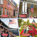 ZMTECH 6FT Flag Pole with Solar Light - 180° Adjustable Bracket, Stainless Steel Flag Poles for Outside House, Garden or Yard, Tangle Free Flagpole Kit for American Flag (Without Flag, Black)