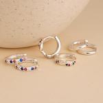 Inerney Sterling Silver Red White and Blue Earrings for Women, 4th of July Patriotic Earring USA American Flag Independence Day Outfit Accessories, 925 Dainty Small Huggie Hoops Jewelry Set Gift