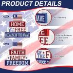 4th of July Decorations Table Sign Wood Patriotic Decorations Double-Sided Printed 4 Pcs, Independence Day Table Decorations Memorial Day Americana Tiered Tray Decor Rustic Farmhouse Block Sign Veterans Day for Party Home Desk