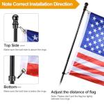 BONWIN Black Flag Pole Kit for Outside House Porch, 7 FT Thickened Stainless Steel Wall Mount Flag Pole for 3x5'/4x6' American Flag, 1" Anti-Wrap Spinning Flagpole Rings (7 FT - No Bracket - Black)