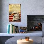 Patriotic Eagle Tin Sign - We the People Declaration of Independence Metal Wall Art, American Flag Decor for Veteran Tribute, Garage, or Home, 8"x12" Patriotic Wall Decoration