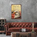 Patriotic Eagle Tin Sign - We the People Declaration of Independence Metal Wall Art, American Flag Decor for Veteran Tribute, Garage, or Home, 8"x12" Patriotic Wall Decoration