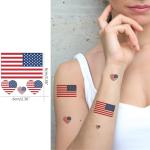 100pc American Flag Tattoo Stickers, 25-Sheet 4th of July USA Flag Face Temporary Tattoo Adult, Patriotic US National Flag Fake Tattoo for Men Women Kid Independence Day, Veteran, Memorial Day Party