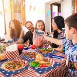 4th of July 144 Pcs Patriotic Party Supplies Dinnerware Set of 24 Plates,24 Napkins,24Paper Cups and 72 Plastic Utensils for 4th of July Celebration,Memorial Day,Patriotic Party Decoration(Serves 24)