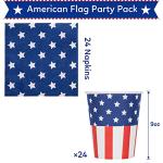 4th of July 144 Pcs Patriotic Party Supplies Dinnerware Set of 24 Plates,24 Napkins,24Paper Cups and 72 Plastic Utensils for 4th of July Celebration,Memorial Day,Patriotic Party Decoration(Serves 24)