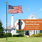 Wphold Flag Poles for Outside in Ground: 10 FT Flag Poles in Ground with 5 Pronges Base, Flag Pole Kit with 3x5FT American Flag for Yard Residential Commercial