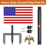 Wphold Flag Poles for Outside in Ground: 10 FT Flag Poles in Ground with 5 Pronges Base, Flag Pole Kit with 3x5FT American Flag for Yard Residential Commercial