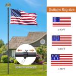 Wphold Flag Poles for Outside in Ground: 10 FT Flag Poles in Ground with 5 Pronges Base, Flag Pole Kit with 3x5FT American Flag for Yard Residential Commercial