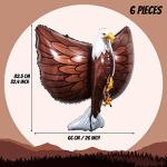 6 Pcs 3D Giant Eagle Foil Balloons 32 x 26 Inch,Patriotic Independence Day Decor Inflatable Eagle Bald Balloons for Kids Animal Bird Party Decorations Fourth of July Shower Birthday Party Supplies