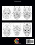 Japanese Samurai Mask Coloring Book: Unique Japan Ninja & Samurai Warrior Menpo Masks Large Print Illustrations in Coloring Pages with Tattoo Anime Style For Adults Relaxation and Anxiety Relief